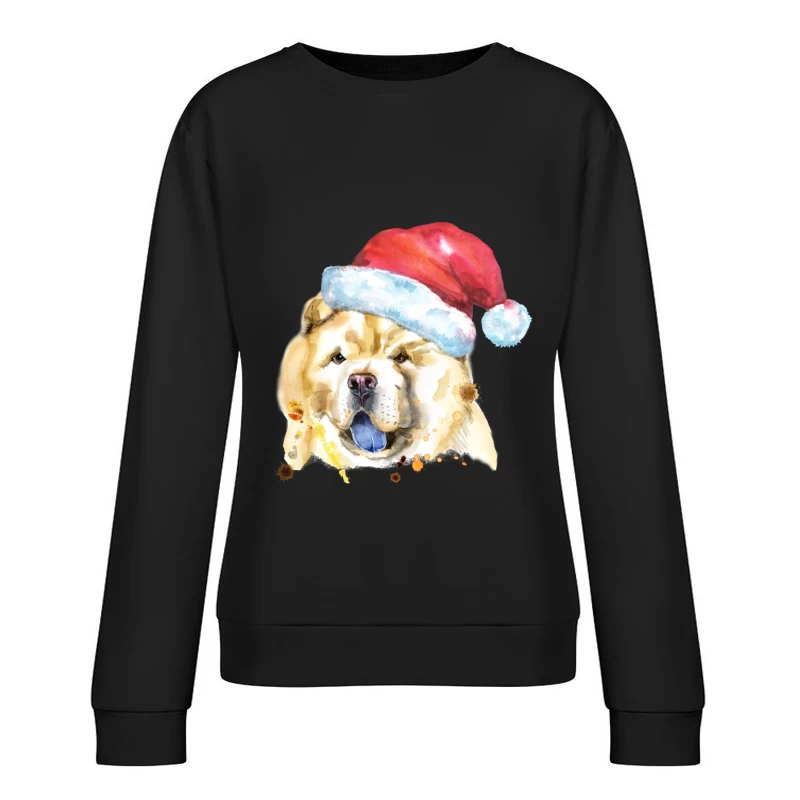 Chien de Noël avec Chapeau Rouge Femme Sweat-shirt à enfiler