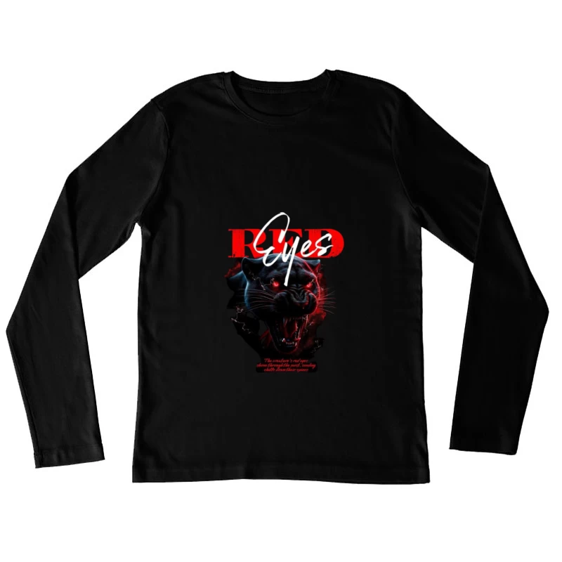 Menacing Black Panther Horror Art Design Female Long Sleeve T-Shirt