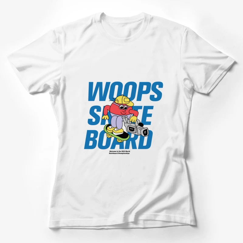 Comicfigur auf Skateboard mit Kamera Damen T-Shirt