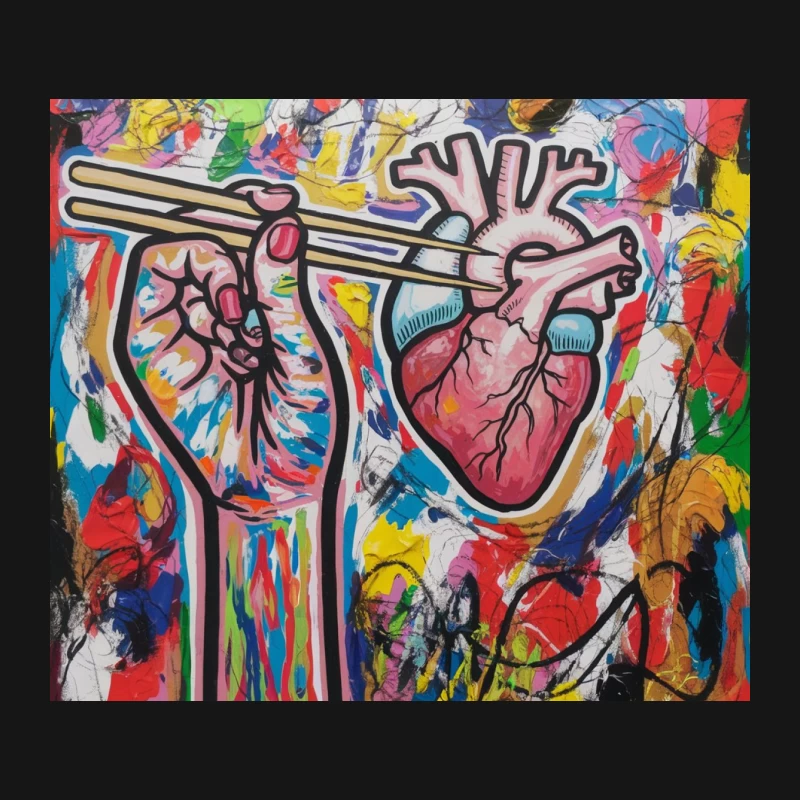 Vibrant Urban Heart: Abstract Graffiti Meets Modern Art Mouse Pad