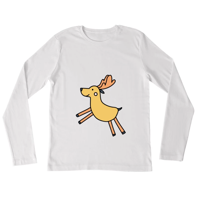 Cerf mignon sautant joyeusement Femme Manches Longues T-Shirt