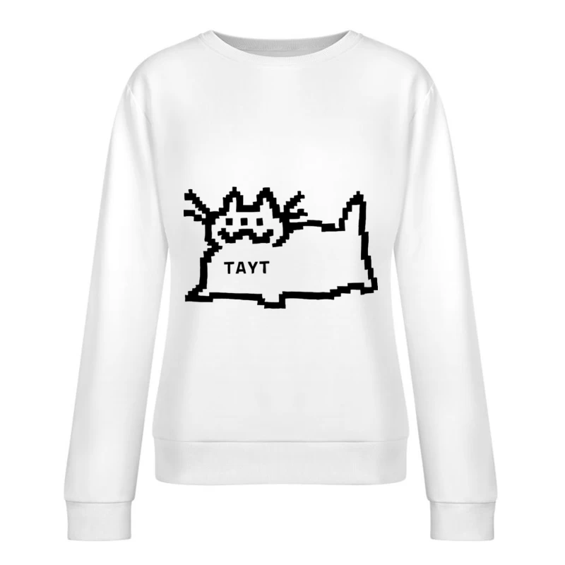 Pikselkunst Katze mit Name Damen Pullover Sweatshirt