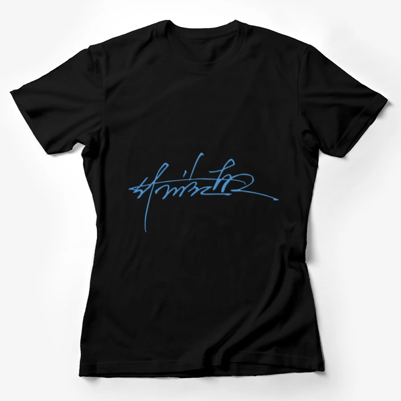Unterschrift in elegantem Blau Damen T-Shirt