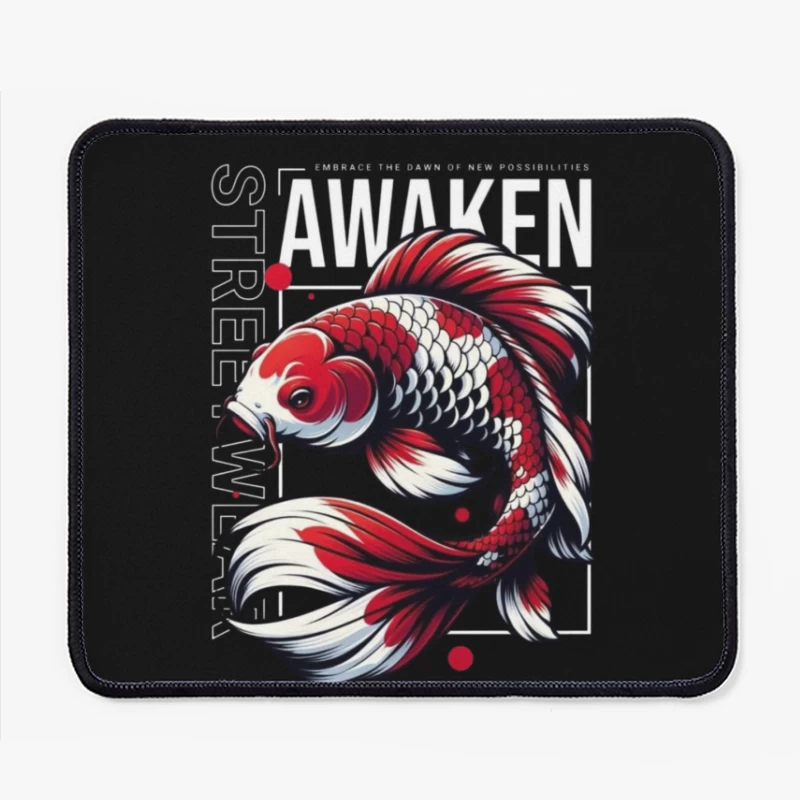 Koi Fish Art with Awakening Theme Mouse Pad