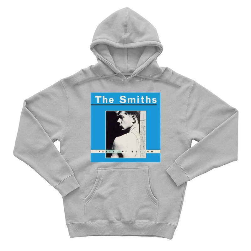 The Smiths "Hatful of Hollow" Album Cover with Black and White Portrait on Blue Background Male Pullover Hoodie