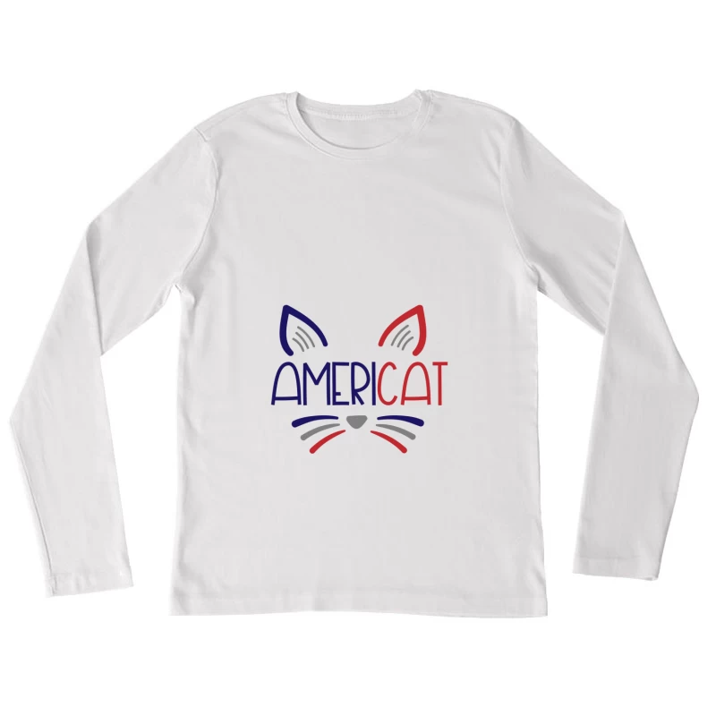 Design de chat patriotique Americat Femme Manches Longues T-Shirt