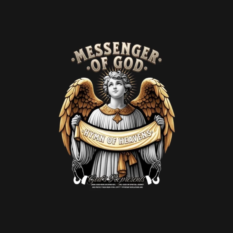 Divine Angel: Messenger of God with Hymn of Heavens Banner - Classical Religious Artwork Male Long Sleeve T-Shirt