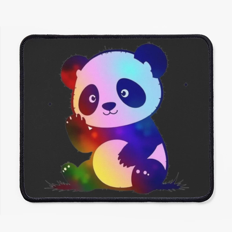 Cute Rainbow Gradient Panda Cartoon Illustration Mouse Pad