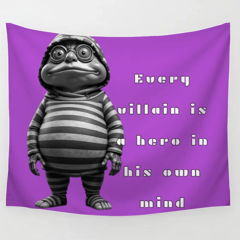 Quirky Cartoon Dinosaur in Striped Outfit and Glasses Tapestry