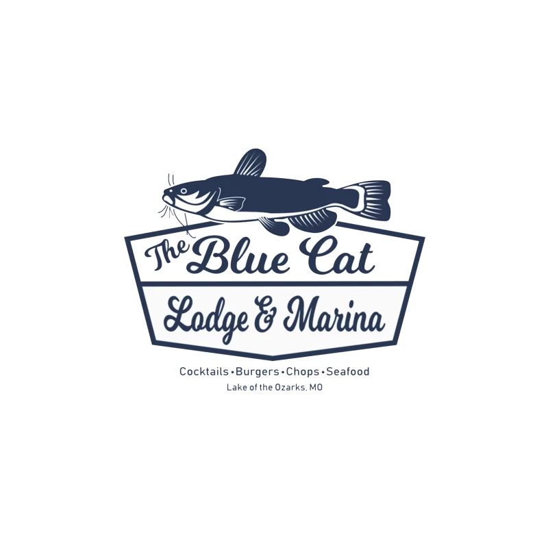 Blue Cat Lodge & Marina Restaurant Logo at Lake of the Ozarks Desk Mat