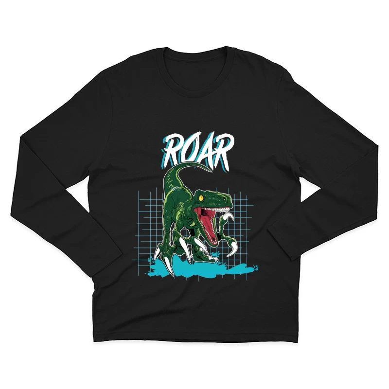 Velociraptor Roar: Neo-Retro Power Male Long Sleeve T-Shirt