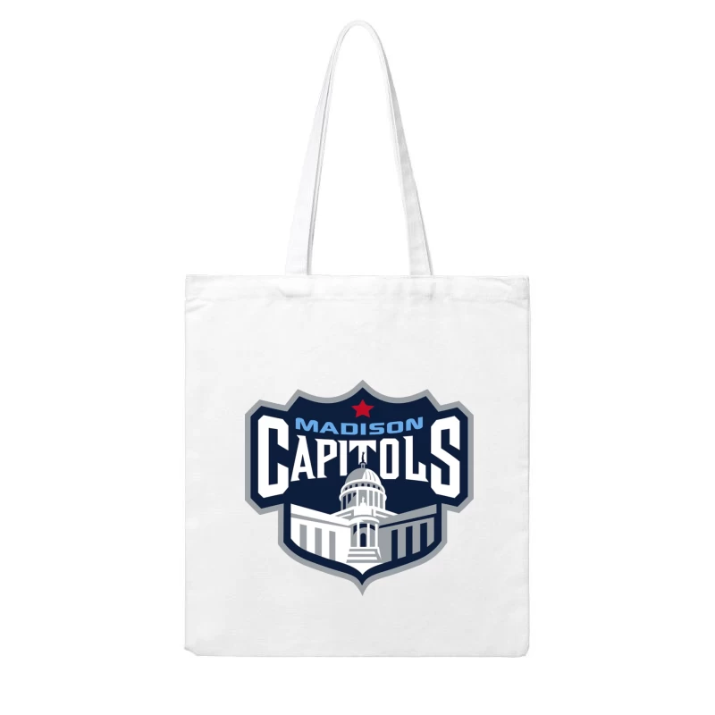 Madison Capitols Hockey Team Logo featuring Wisconsin State Capitol Building Cotton Tote Bag