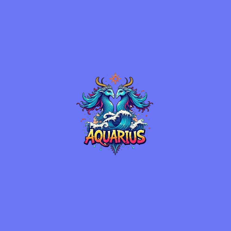 Colorful Aquarius Zodiac Sign with Waves iPhone Case
