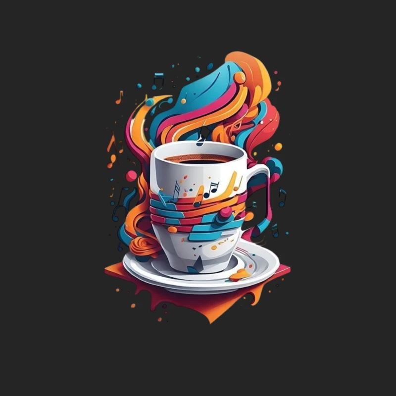 Colorful Coffee Cup with Musical Notes Male Pullover Sweatshirt