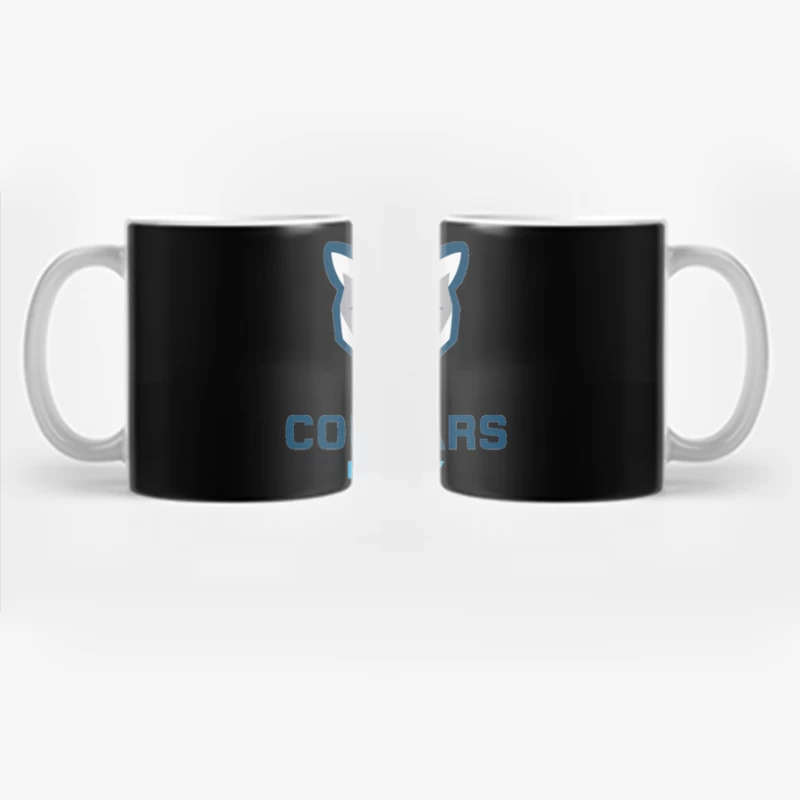 Cougars Hockey Team Logo with Blue and Gray Cougar Head Design Coffee Mug