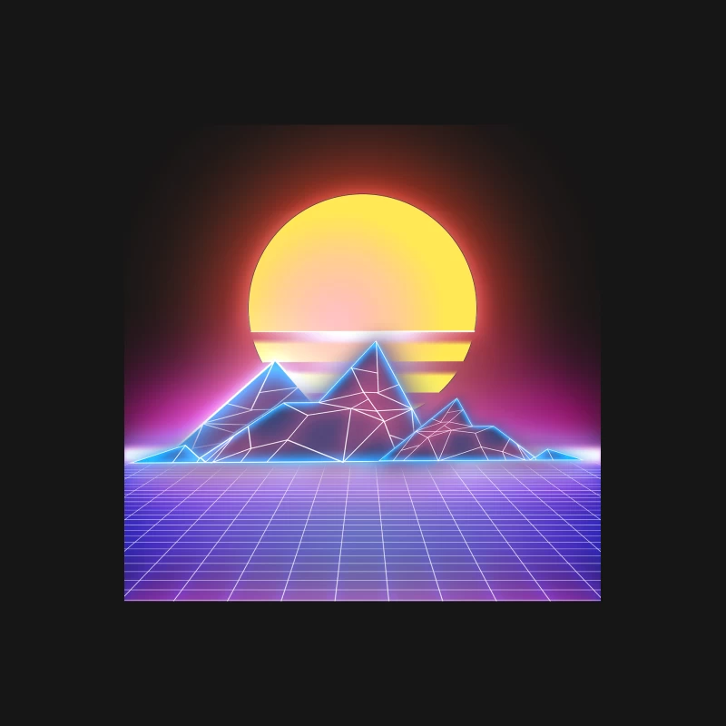 Retrowave Sonnenuntergang Landschaft Herren T-Shirt