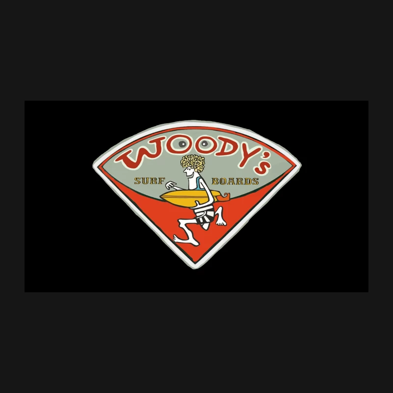 Vintage Woody's Surf Boards Logo with Cartoon Surfer Desk Mat