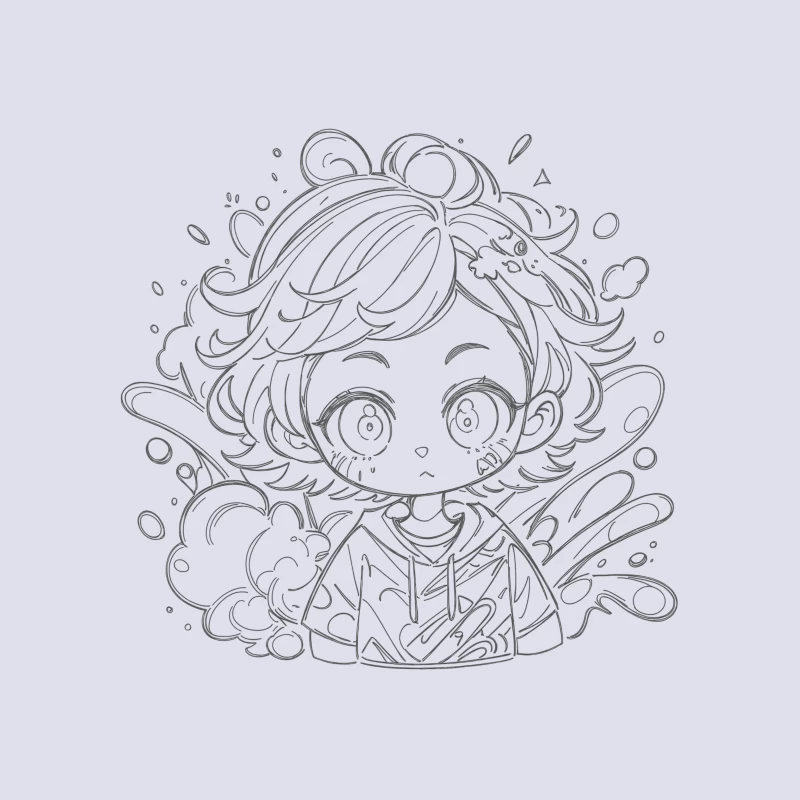 Chibi Character Surrounded by Water Tapestry