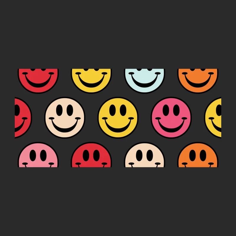 Colorful Retro Smiley Face Emoticon Pattern Baseball Cap