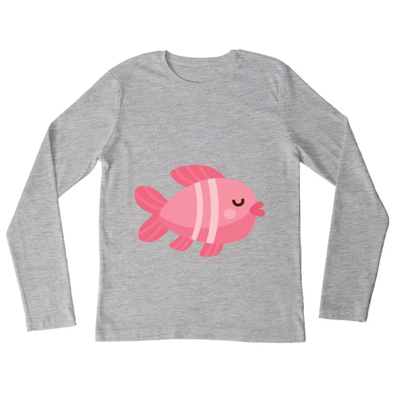 Illustration adorable d'un poisson rose Femme Manches Longues T-Shirt