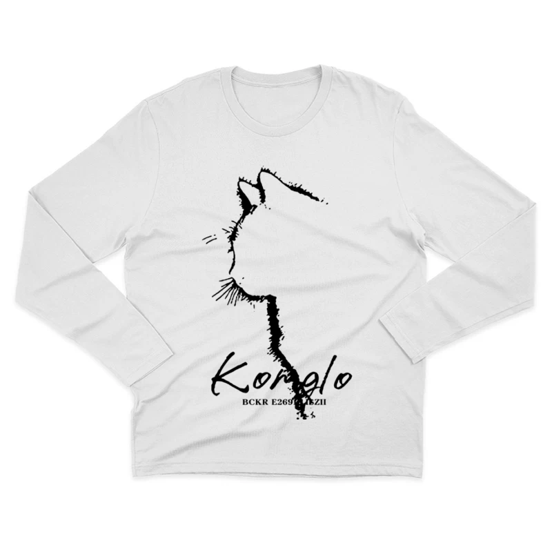 Katzenumriss-Kunstdesign Herren Langarm T-Shirt