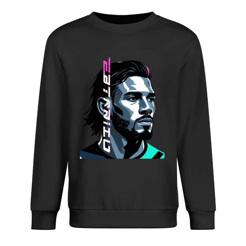 Digital Portrait of an Athlete Male Pullover Sweatshirt