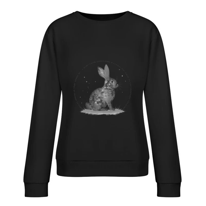 Geometric Rabbit with Circular Inspirational Message Female Pullover Sweatshirt