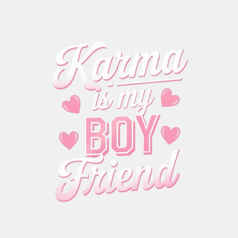 Pink Typography Declaring "Karma Is My Boyfriend" with Hearts Male Tank Top