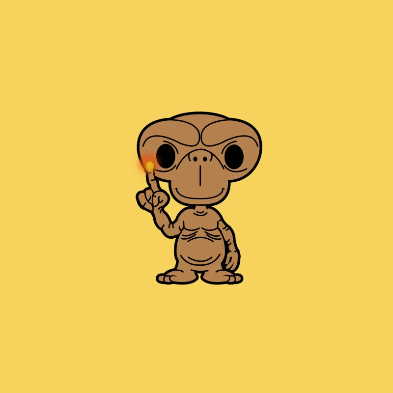 Cartoon E.T.-like Alien with Glowing Finger Bucket Hat