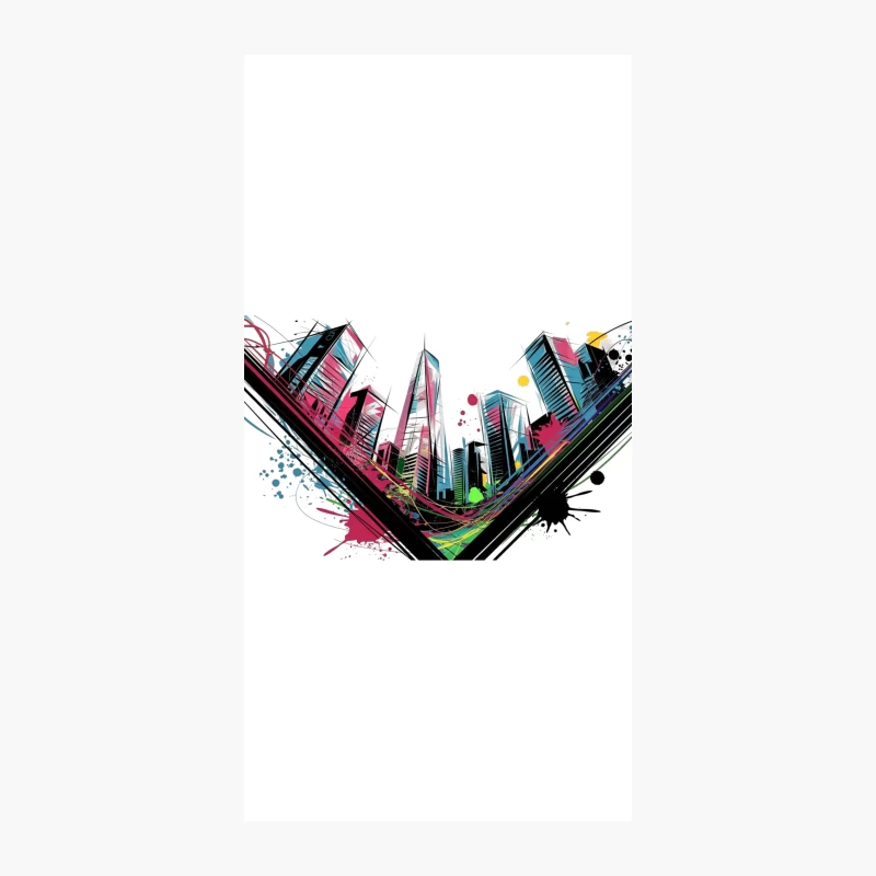 Vibrant Abstract Urban Cityscape with Colorful Graffiti Style iPhone Case