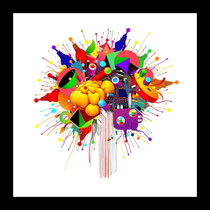 Vibrant Digital Brain: Creative Mind Explosion Pin