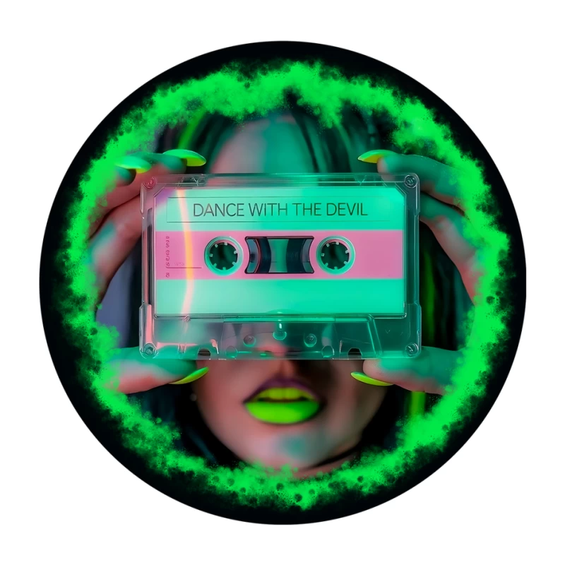 Neon Retro Cassette: Dance with the Devil Pin