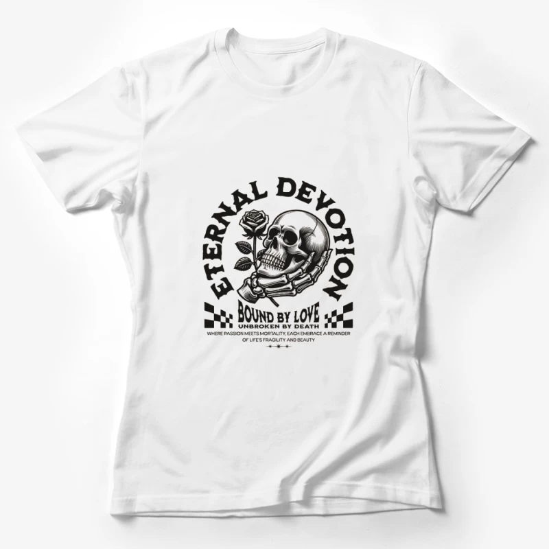 Dévotion Éternelle: Crâne et Rose Femme T-Shirt
