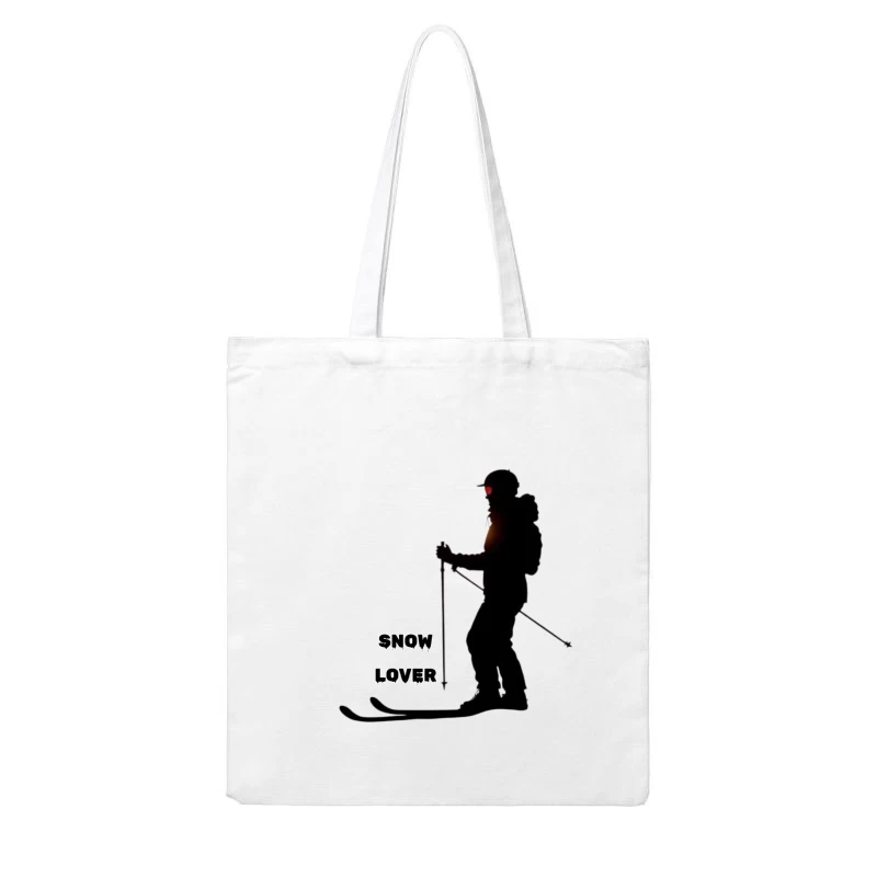 Silhouette of Snow Lover Skiing Cotton Tote Bag