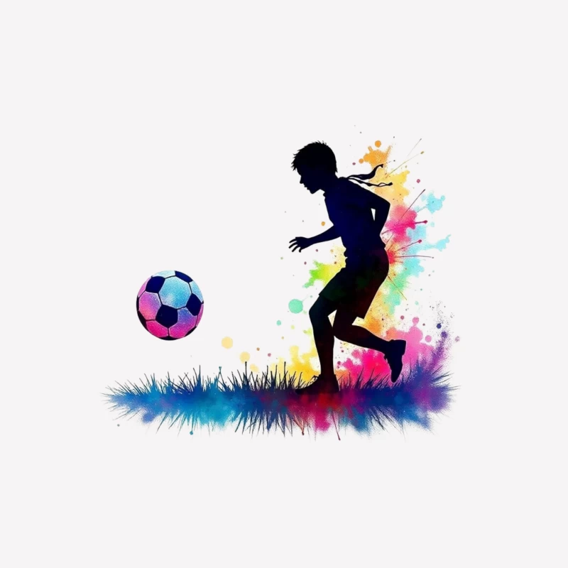 Silhouette of a Soccer Player with Color Splash Male T-Shirt