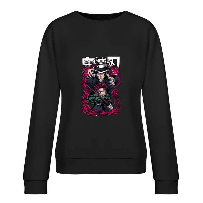 Kämpfer mit Schwert und dämonischer Hintergrund Damen Pullover Sweatshirt