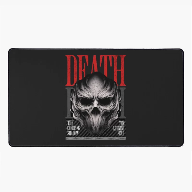 Gothic Death Skull with Red Typography Art Desk Mat