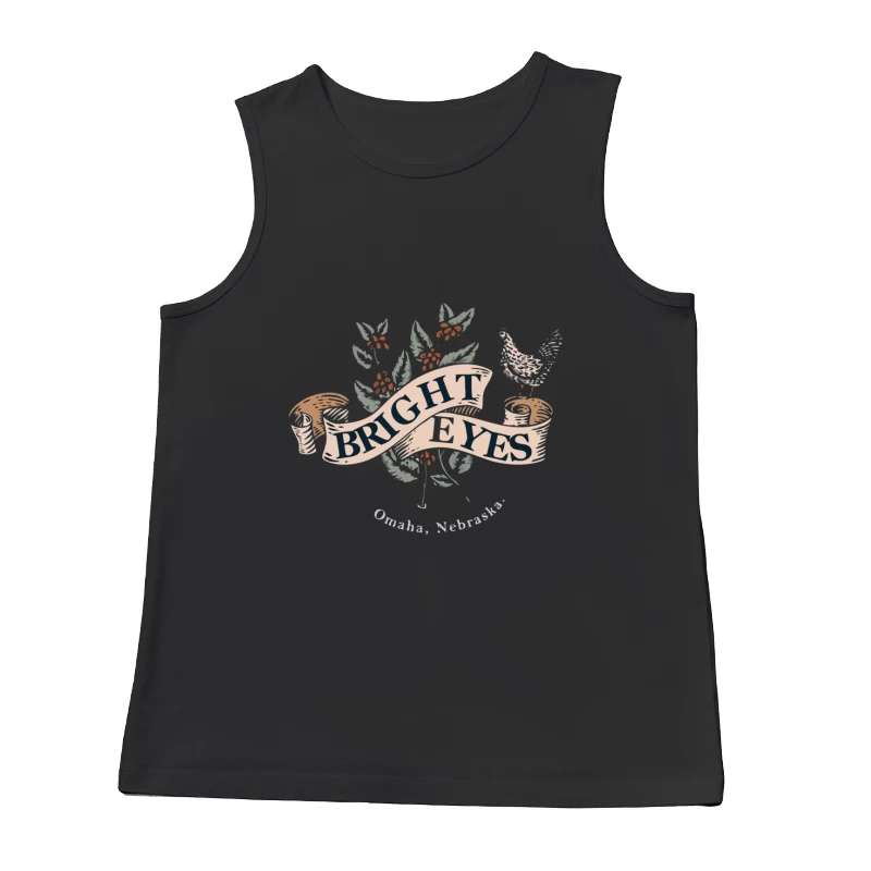 Bright Eyes Vintage Botanical Banner Design from Omaha Male Tank Top