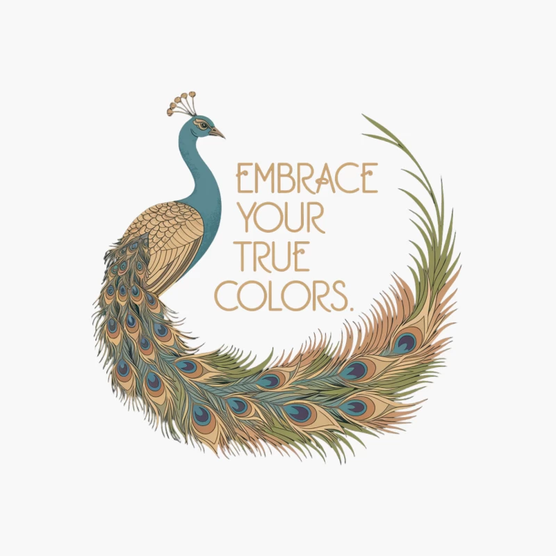 Colorful Peacock Illustration with Inspiring Quote Cotton Tote Bag