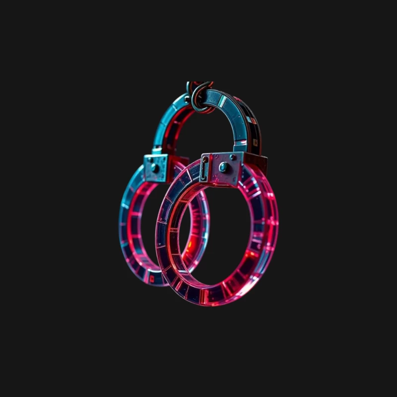 Illuminated Cyberpunk Handcuffs with Neon Pink and Blue Glow Male Long Sleeve T-Shirt