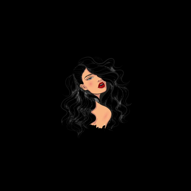 Portrait of a Beautiful Woman with Flowing Hair Desk Mat