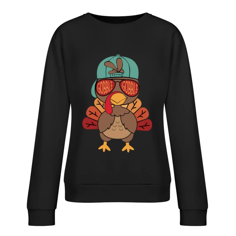 Cooler Truthahn mit Sonnenbrille und Mütze Damen Pullover Sweatshirt