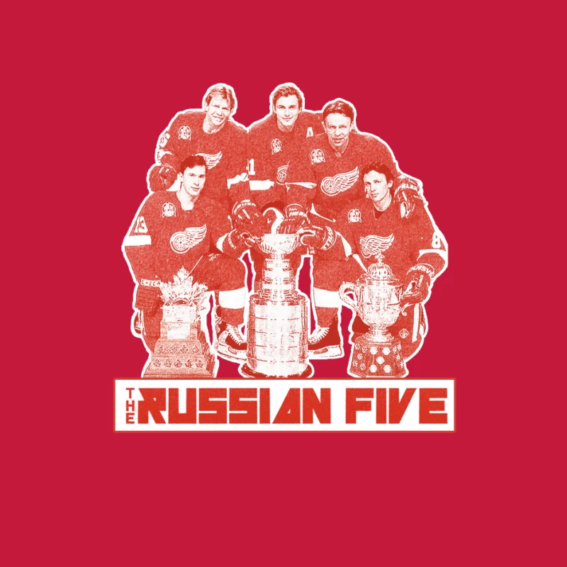 The Russian Five: Legendary Detroit Red Wings Hockey Unit with Championship Trophies Pin