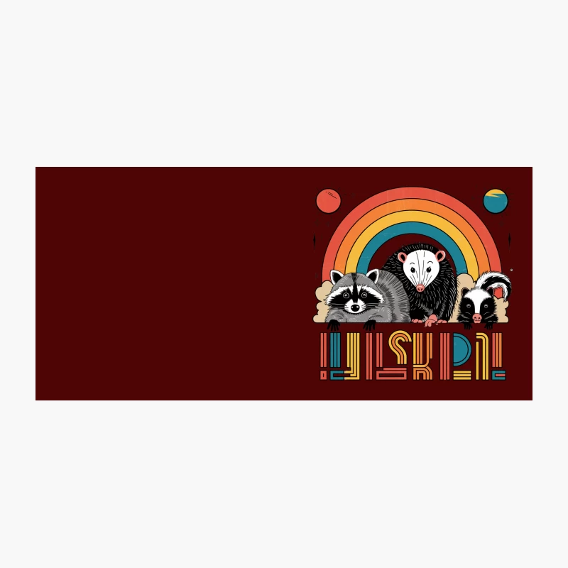 Whimsical Wildlife: Cartoon Critters Under a Rainbow Coffee Mug