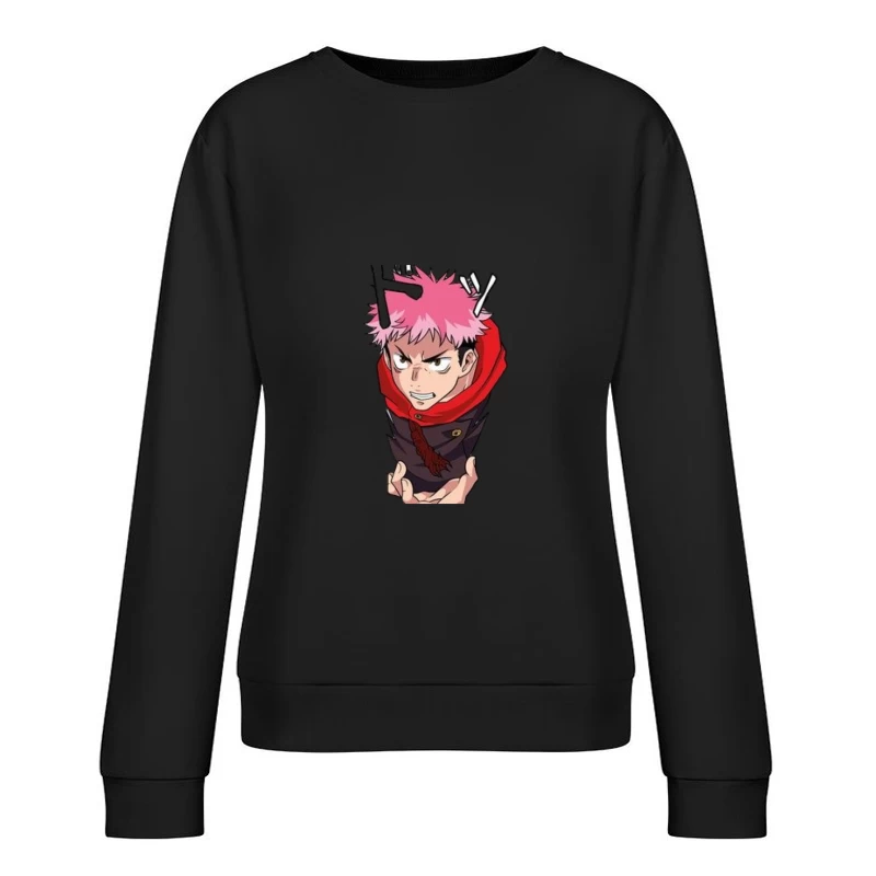 Anime-Charakter mit rosa Haaren Damen Pullover Sweatshirt