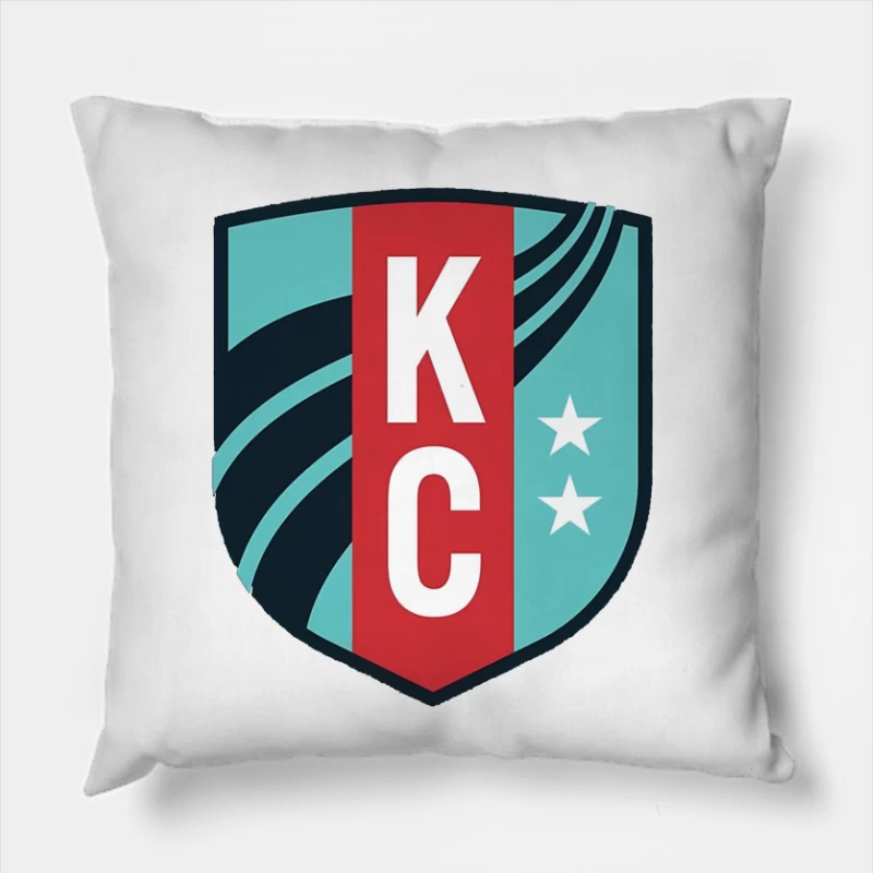 KC Sports Shield Logo with Stars Throw Pillow