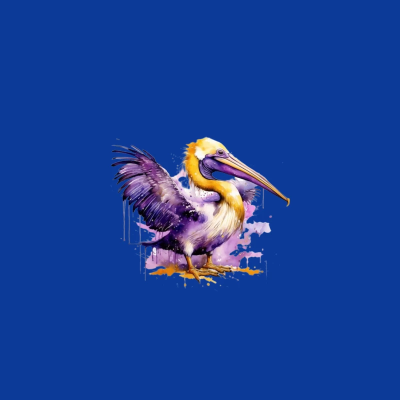 Colorful Watercolor Illustration of a Pelican Desk Mat