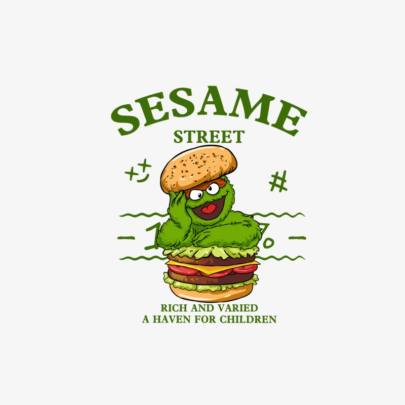 Sesamstraße-Burger-Figur Herren Langarm T-Shirt