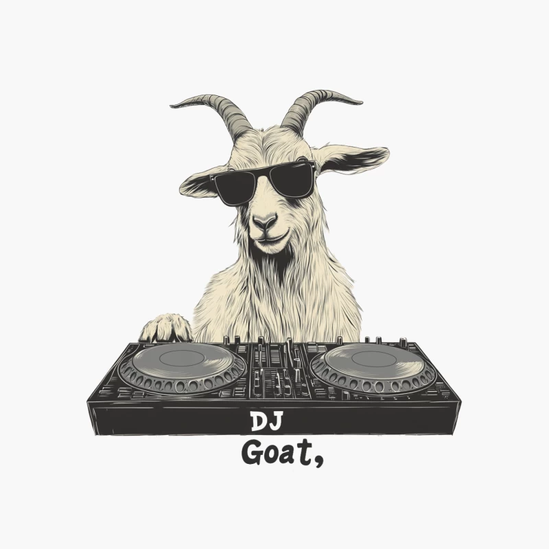 Cool DJ Goat: Mixing Beats with Horns and Hooves Cotton Tote Bag