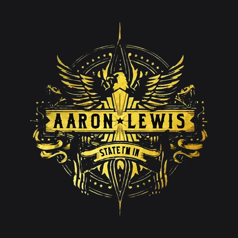 Aaron Lewis State I'm In - Golden Wings Logo Design Male Pullover Hoodie